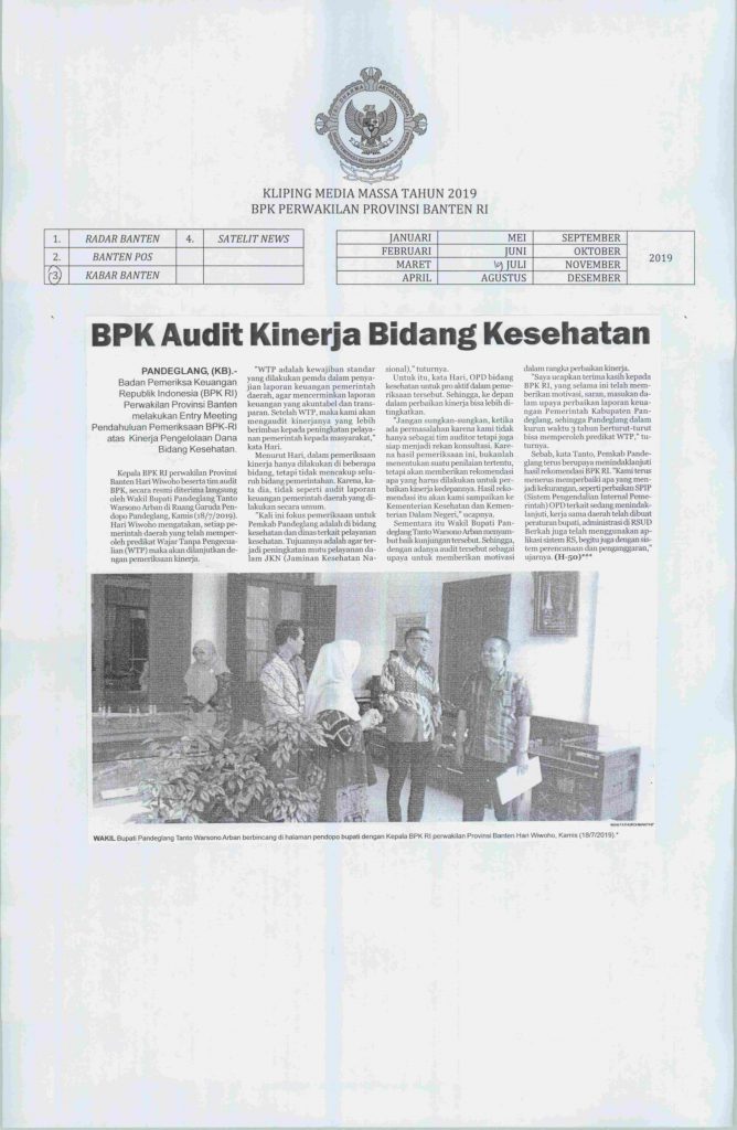 Bpk Audit Kinerja Bidang Kesehatan Bpk Perwakilan Provinsi Banten